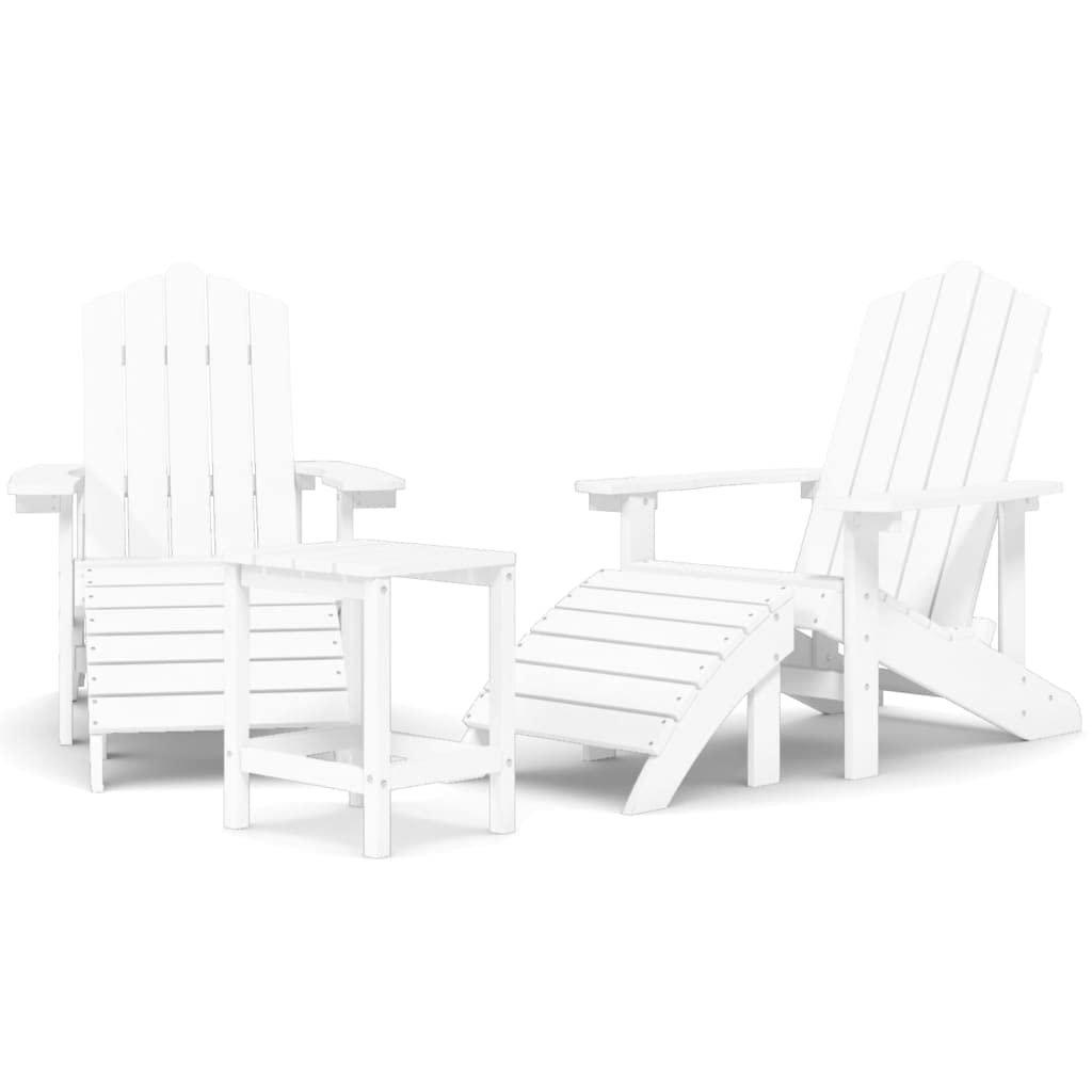Sedute per esterni Sedia da patio Sedia a sdraio sedia esterno Sedie Giardino con Poggiapiedi e Tavolo Adirondack HDPE Bianco Per Arredo Esterno, Giardino, Terrazzo e Balcone