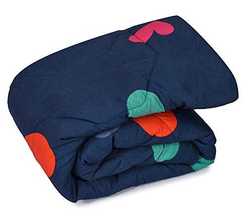 Image of Fareto Babies & Kids Super Soft All Season Use Reversible Printed Comforter | Blanket (200 GSM)(0-8 Years)(Size: L-58Inchs & B-42Inchs) (Dark Blue Heart)