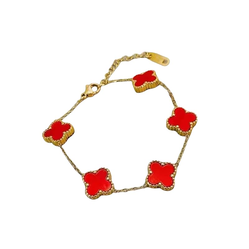 Fashion double-sided mother-of-pearl titanium steel premium 18k lucky four-leaf clover bracelet