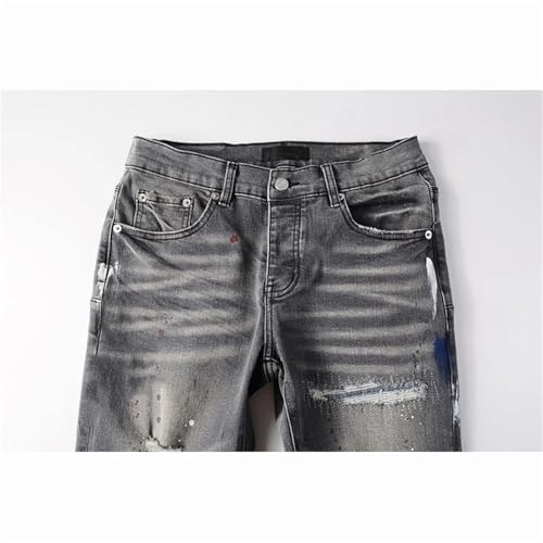 Men Vintage Low Rise Ripped Jeans Pants Distressed Stretch Skinny Button Fly Straight Leg Denim Pants3