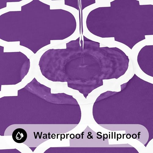 Image of Smiry Square Table Cloth, Flannel Backed Vinyl Tablecloth, 54 inchx54 inch | Waterproof Plastic Tablecloths, Wipeable Table Cover for Dining, Indoor and Outdoor (Purple)