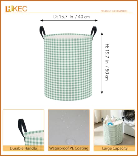 Image of 19.7 inch Laundry Basket,Dirty Clothes Hamper,Waterproof Storage Bin,Room Decor,Gift Baskets(Little Green Grid)