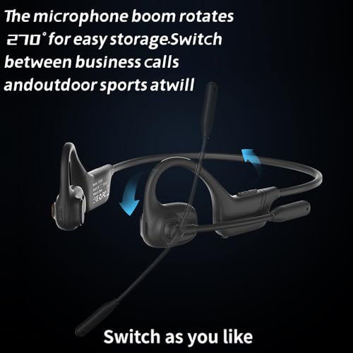 Image of AYI Open Ear Air Conduction Bluetooth Headphone Dual Mic Rotatable Boom Mic Active Noise Cancellation IPX5 Waterproof Bluetooth 5.4 Pain-Free Design for Sports Work Outdoor Activities-DG Black
