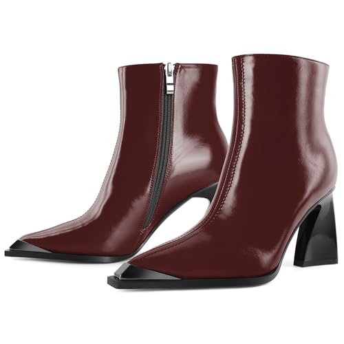 YODEKS Womens Ankle 3.3 Inch Heel Chunky Boots Side Zipper Boots Size 5-13
