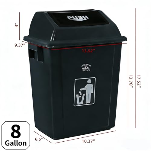 Caneca de basura de plástico gris con tapa basculante 8 galones pack 4 miniatura 2