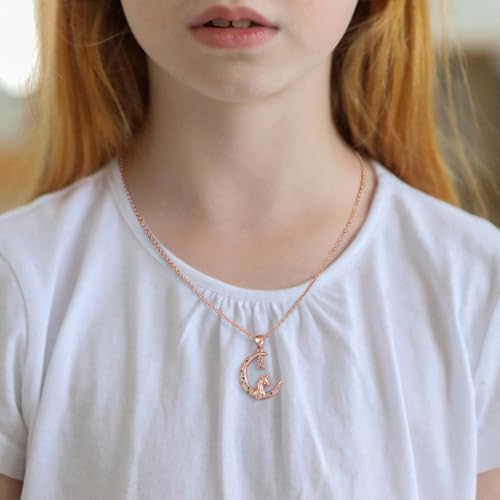 Unicorn Necklace Gifts for Girls - Colorful CZ Moon Pendant Initial Necklace for Girls Kids Jewelry Unicorn Necklaces for Little Girl Teens Birthday Gifts2