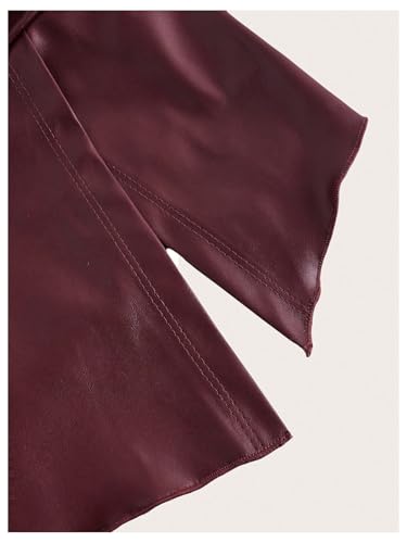 MakeMeChic Women's Leather Tops Strapless Concert Bandeau Crop Tube Tops Ruched Split Club Shirt4