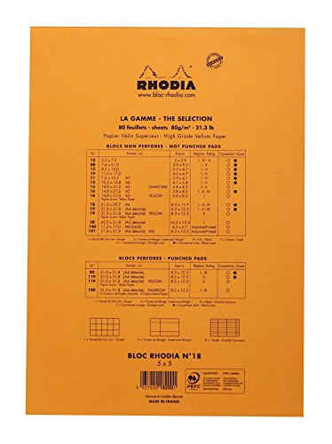rhodia notepads graph orange 8-14x11-34