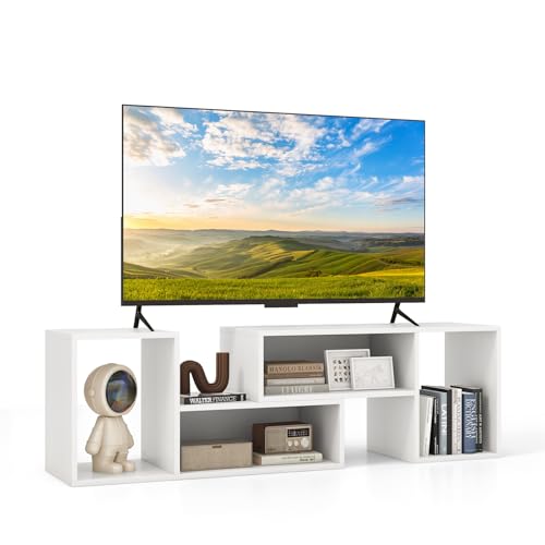 COSTWAY TV-Schrank 2-teilig, freie Kombination, Fernsehtisch für Fernseher bis zu 60 Zoll, Fernsehschrank mit offenen Regalen, Lowboard, multifunktionales TV-Regal für Wohnzimmer (Weiß)