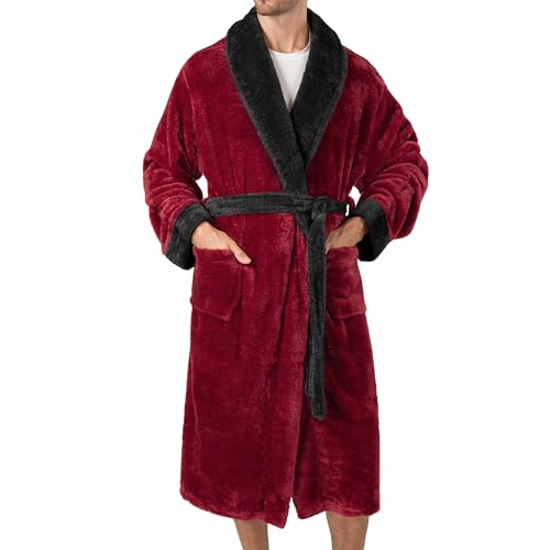 Image of PAVILIA Mens Soft Robe, Plush Fluffy Fleece Bathrobe Men, Long Sherpa Shaggy Spa Robe