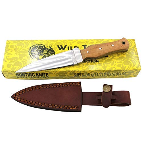 Wild Turkey Handmade Collection Heavy Duty Full Tang Fixed Blade Knife w/Leather case(Wood) (Wood)