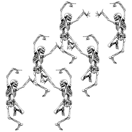 Image of Skeleton Bumper Sticker Decal, 6.0 inch Trippy Grateful Steal Your Face Rock Band Dancing Halloween Skull Car Decal for Car, Window, Refrigerator, Mirror, Laptop, Truck (3PCS)