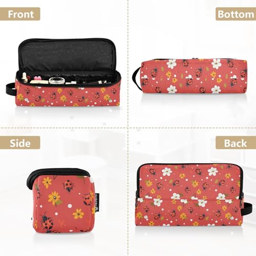 Bolsa de viaje resistente al calor para herramientas de cabello Cute Ladybugs Marble, organizador portátil para planchas, rizadores y accesorios de cuidado capilar miniatura 5