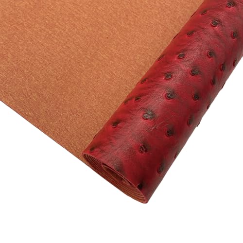 12x54 Inch Red Ostrich Faux Leather for Upholstery Decoration,Embossed Textured Synthetic Fabric for DIY Bows Wallet Sewing Crafts