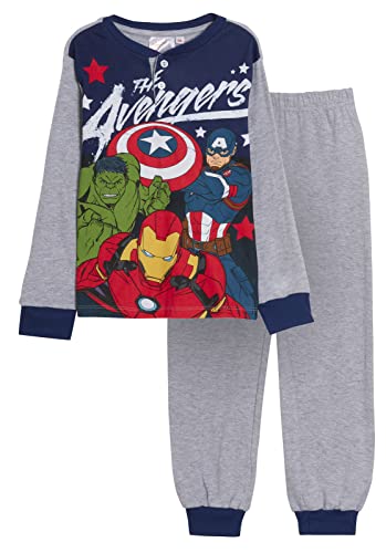 Marvel Avengers Schlafanzug für Jungen, luxuriös, volle Länge, in Geschenkbox, grau, 7 Jahre