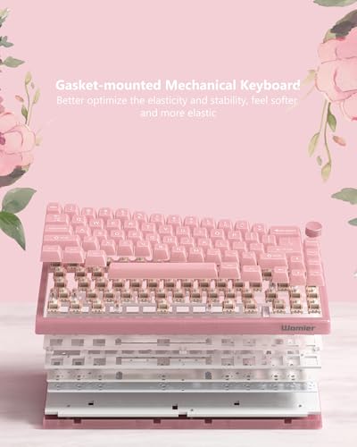 Image of Womier 60% Keyboard QMK /VIA, Pink Gaming Mechanical Keyboard Creamy, Hot Swappable Gasket Mount RGB Wired Jade Key Board & Jelly Translucent Keycaps(VK66 PRO- Jelly)