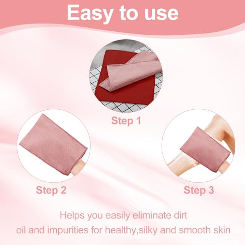 Image of Tatuo 12 Pack Korean Exfoliating Mitts, Italy Towel,8 x 5.5 in,Pastel | Body Washcloth, Remove Dead Skin, Viscose Rayon Scrubber for Home Spa, for Keratosis Pilaris, Reusable Full Body Use