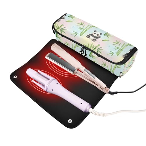 Bolsa de viaje para herramientas de cabello para mujeres con estera resistente al calor, organizador portátil para planchas, rizadores, secadores y accesorios miniatura 2