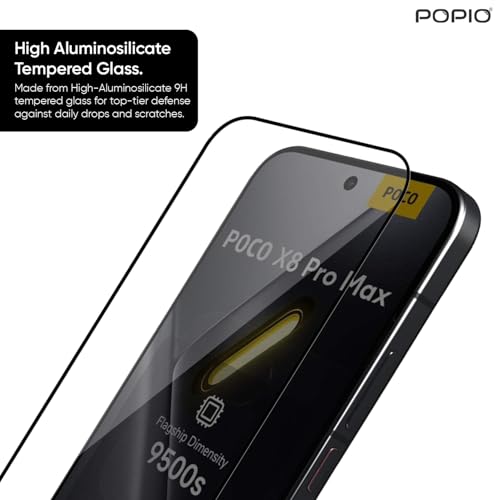 Image of POPIO Military-Grade Gorilla Tempered Glass for Xiaomi Poco X8 Pro Max /Xiaomi Redmi Turbo 5 Max | 9H Hardness, Edge-to-Edge, Bubble-Free