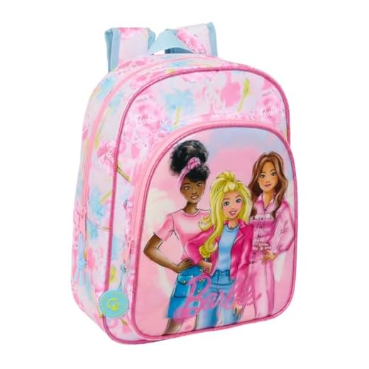 Safta BARBIE PAINTERLY - Mochila Escolar Infantil Animada, Mochila Niño, Mochila Infantil, Adaptable a Carro, Ideal para Niños en Edad Escolar, Cómoda y Versátil, Calidad y Resistencia, 26x11x34 cm