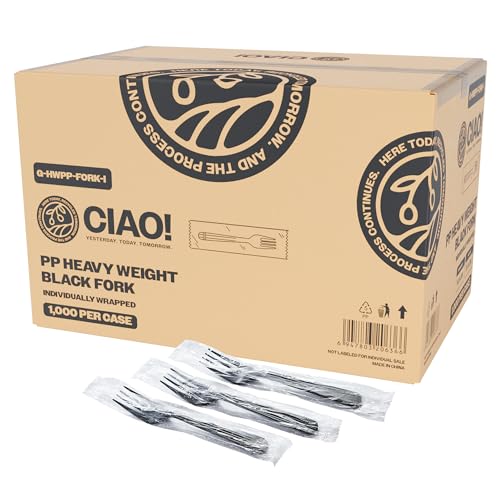 CIAO! 7.3 Black Fork Heavy Weight Polypropylene Individually Wrapped (Case of 1 000)