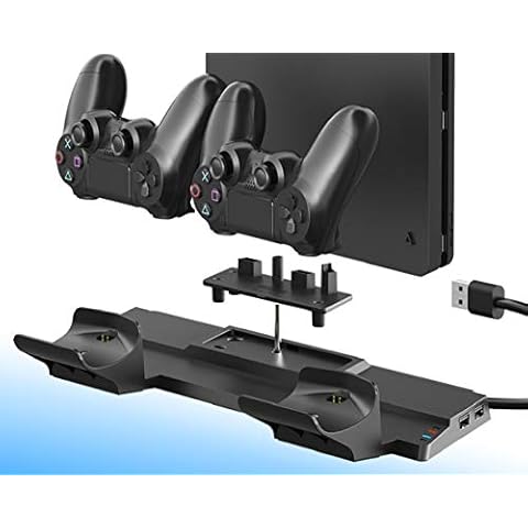 ElecGear PS4 Vertikaler Ladestation Ständ mit Dual Charging Standfuß Ladegerät Halterung für Wireless Controller Cover