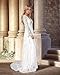 Women's Lace Wedding Dresses for Bride with Train Long Sleeve Wedding Dress V Neck Boho Bridal Gown Size 8 Ivory