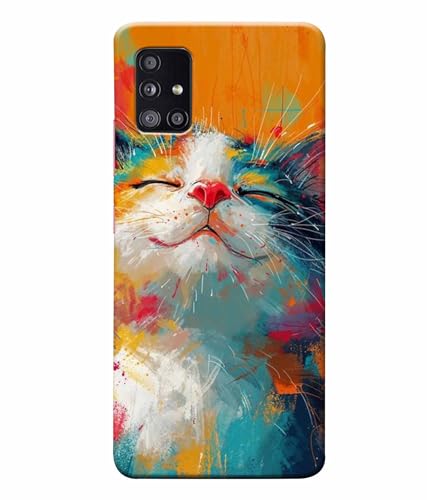 Image of Printed Hard Back Case Cover & Compatible for Samsung Galaxy A71 | Cat Painting Art (Multicolor) - D1191