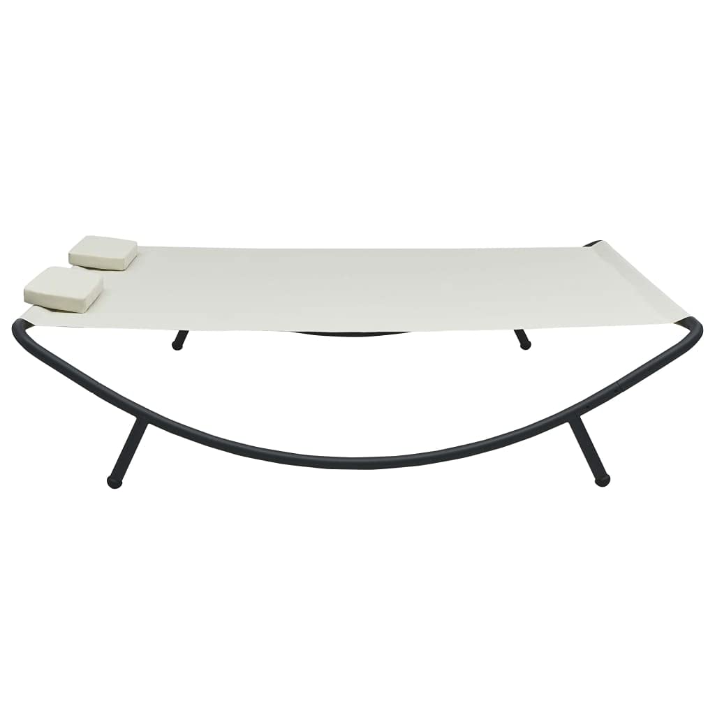 vidaXL Tumbona Doble de Exterior Patio Carpa Exterior Sofá Silla Aire Libre Decoración Toldo Chaise Longue Playa Balcón de Tela Crema