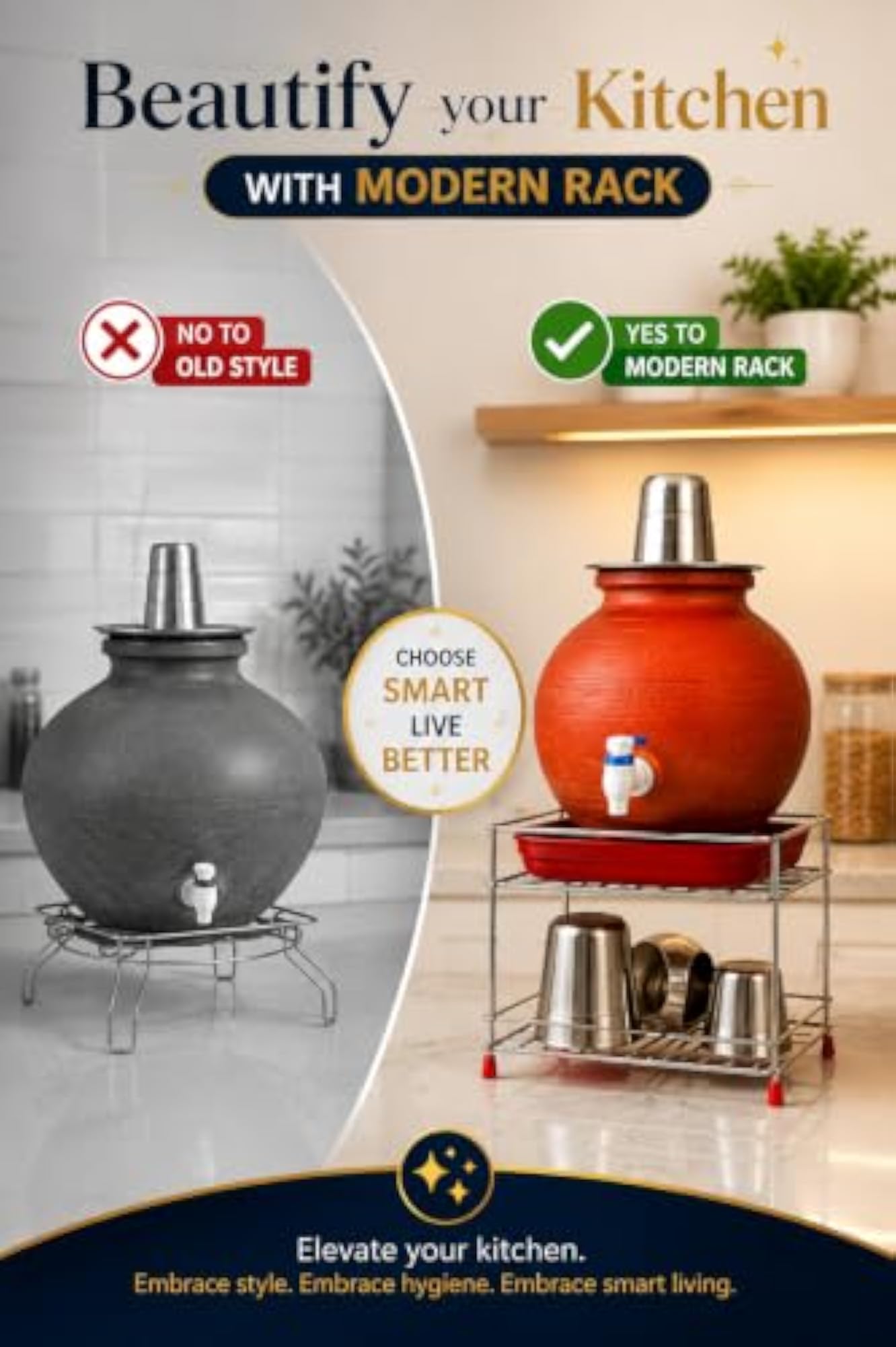 Stainless Steel Pot Rack Stand with Removable PVC Tray