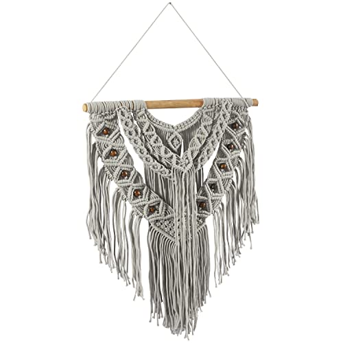 Décoration murale macramé coton gris grand format salon et chambre - 5