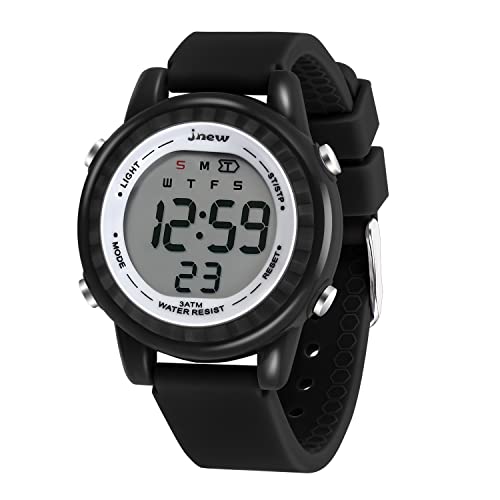 Bigmeda Montre Enfant Numérique Sport 30M Etanche Multifonction Montre électronique Enfant 7 Couleur LED Rétro Eclairage pour 5 Ans à 14 Ans Enfants Fille Garçon (Noir)