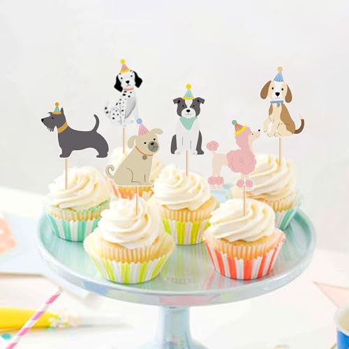Blumomon 36 Stück Hund Cupcake Topper Hund Geburtstags Kuchen Deckel Hund Themen Party Dekorationen