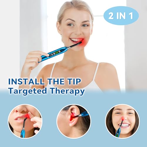 Image of Viconor Red Light Therapy Cold Sores Treatment&Fever Blister,Canker Sore Mouth Sore Relief, Nose Ear Knee Hands Joint Muscle,Handheld Infrared Red Light Therapy Device for Body Face(Blue)