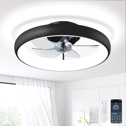 Fivesun Ceiling Fans with Lights and Remote, 20' Modern Low Profile Ceiling Fan with Light,...