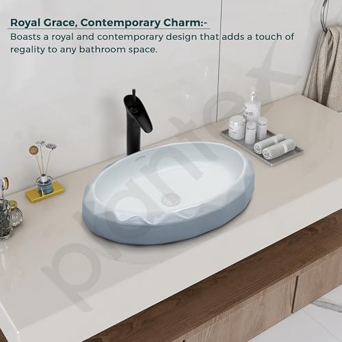 Image of Plantex Table Top Wash Basin For Bathroom /Designer Ceramic Basin /Countertop Vessel Sink Basin - Indo-European Collection (24x 16 x 5 Inch)