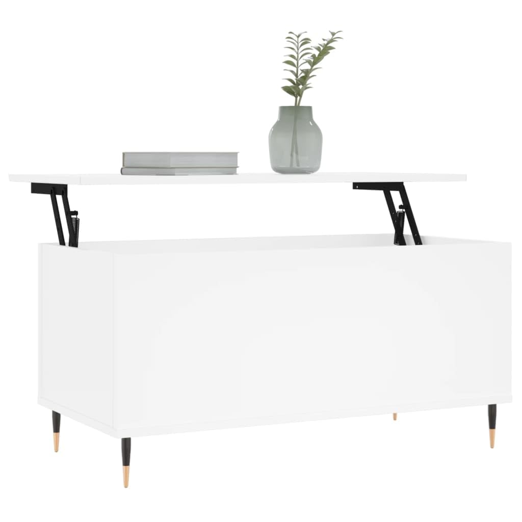 Homgoday Tavolino da caffè bianco 90 x 44,5 x 45 cm, in legno ingegnerizzato, tavolino da tè per soggiorno, sala d'accoglienza degli ospiti, camera da letto e ufficio mobili tipo 1