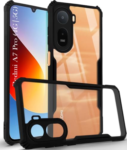 Image of Jkobi Hybrid Back Cover Case for Redmi A7 Pro 5G (Shockproof with Polycarbonate Clear Panel | Professional Black)