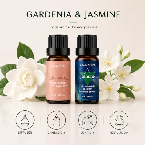 Image of BURIBURI Gardenia Jasmine Essential Oil Set for Custom Perfume & Diffusers