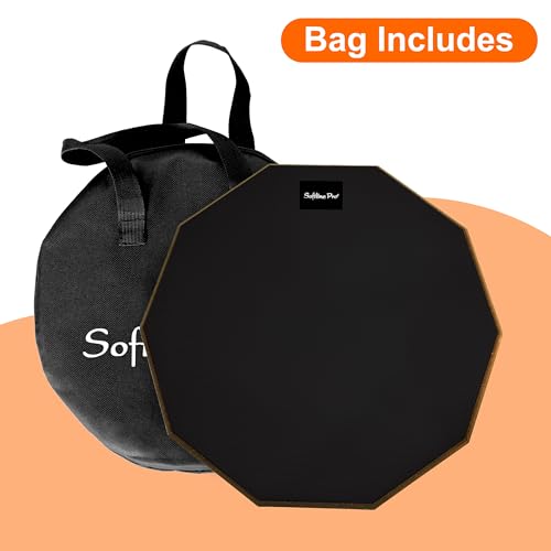 Image of Softline Pro SP-DPPK-Kit 12 inch & 10 Corners Dumbed Drum Practice Pad Kit, Double Side with Stand & Bag (SP-DPPK-40-Kit- Black)