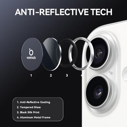Image of amazon basics Camera Glass Lens Protector Ring for iPhone 17 Case Friendly with Edge to Edge Coverage and Easy Installation (Silver)