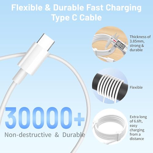 Samsung Phone Charger, Samsung 2M Long USB C Fast Charging Cable and Plug USBC 2Pack Type C Lead for Galaxy S25 S24 S23 S22 S21 S20 A26 A36 A56 A55 A54 A53 A35 A34 A33 A32 A25 A50 A52 A17 A70 A71 A16 - Image 2