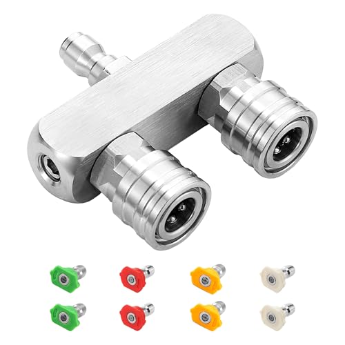 TasuoX 2-in-1 Pressure Washer Tips, Dual Pressure Washer Nozzle Tip with 8 Power Washer Spray Tips (0°/15°/25°/40°), 5000 PSI High Pressure Nozzle Set, 1/4