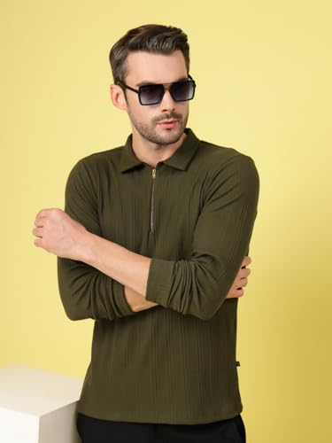 Image of Rigo Printed Casual T-Shirts for Men | Waffle Knit Solid T-Shirt for Men | Full Sleeves T-Shirts for Men