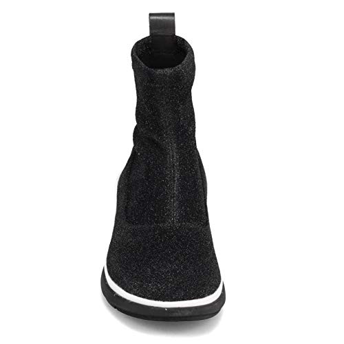 FitFlop Womens Loosh Luxe Lurex Knit High Top Sneakers, All Black, US 63