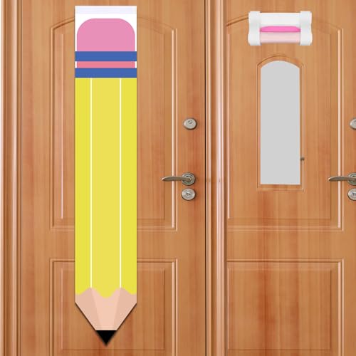 2Pcs Yellow Pencil Shape Blackout Curtains for Classroom Door Window Office Porch Room Cover Shade
