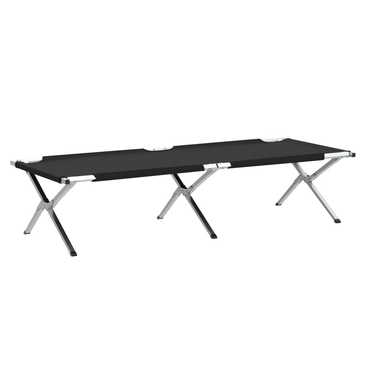 TRESKO XXL Lit de Camp Pliant pour Le Camping | 190 x 64 x 44 cm | Tubes métalliques | Charge Maximal 150 kg (Noir)