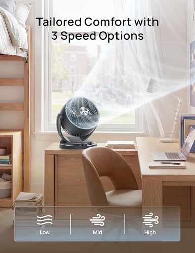 Image of DREO Desk Fan, 12-Inch Air Circulator Fan for Bedroom, 70ft Powerful Airflow, 120 Tilt Adjustment, 25dB Ultra-Quiet, 3 Speeds Small Table Fan for Whole Room, Home, Office