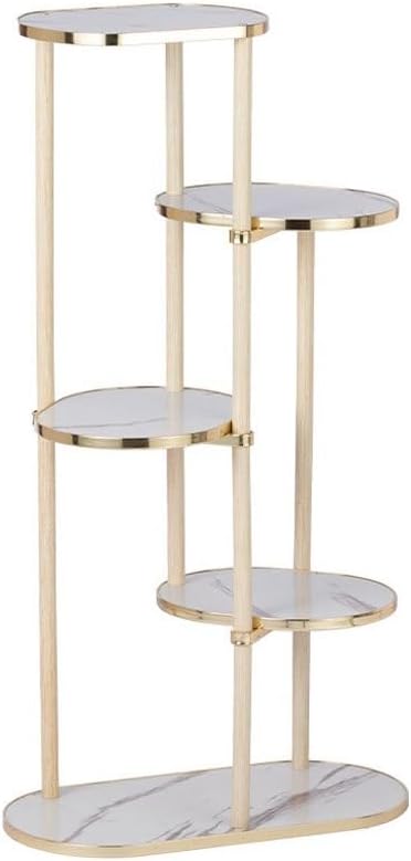 Multi Tiered Plant Stand Indoor Creative Solid Wood Floor-Standing Flower Stand Balcony Marble Base Plant Stand Corner Outdoor Plant Stand