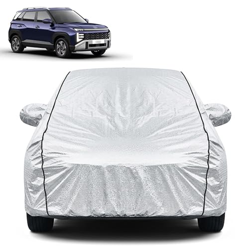 Image of Waterproof Car Cover for Hyundai Venue | Dustproof, UV Resistant & Scratch Protection | Soft Cotton Lining | Triple Stitched | Mirror Pockets & Elastic Fit | Silver